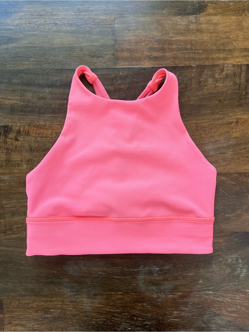 lululemon athletica Coral Pink/Bright Orange High Neck Longline Energy Bra